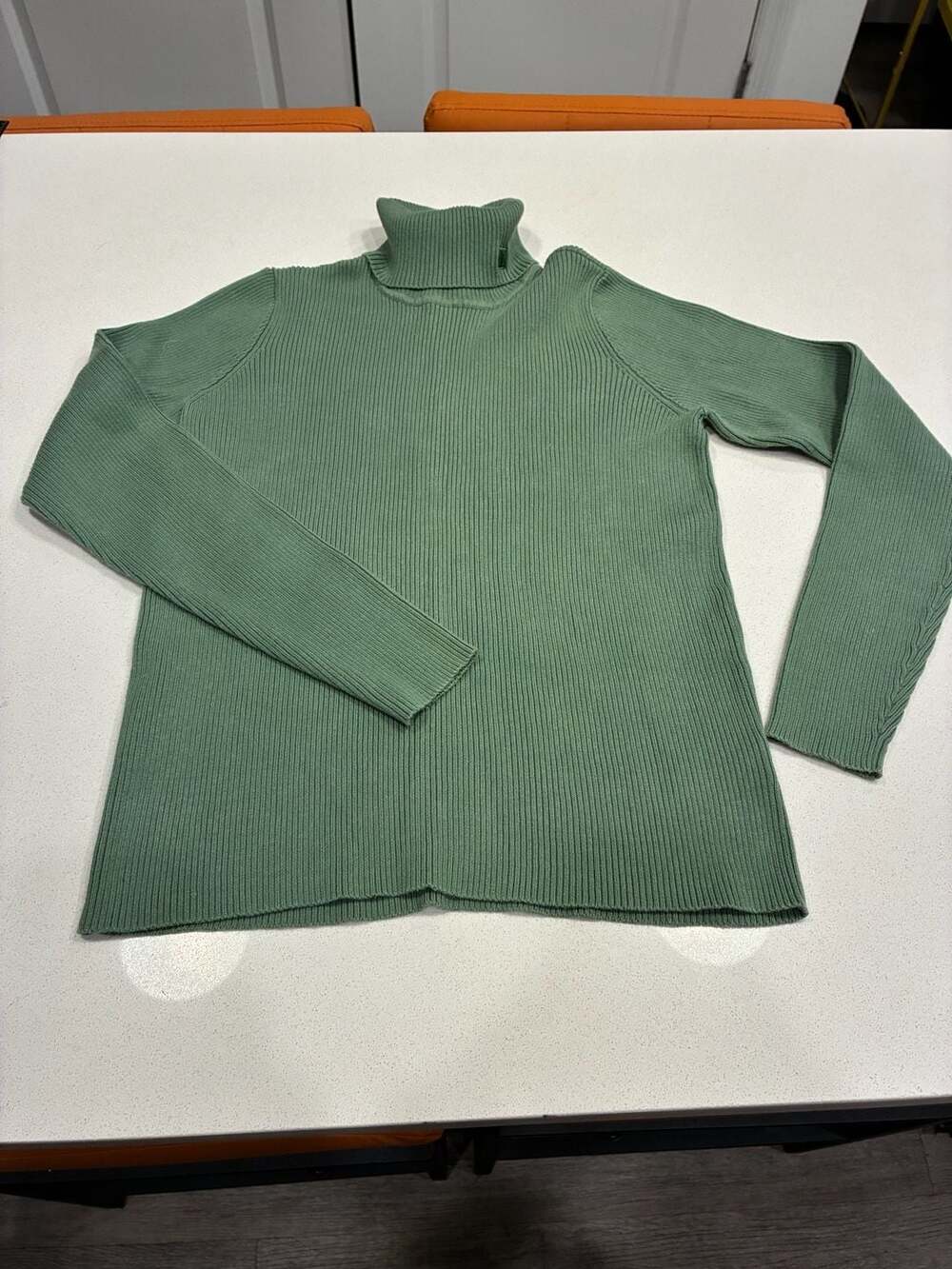 Lauren Ralph Lauren Petite Green Ribbed Turtleneck Sweater Size P/M
